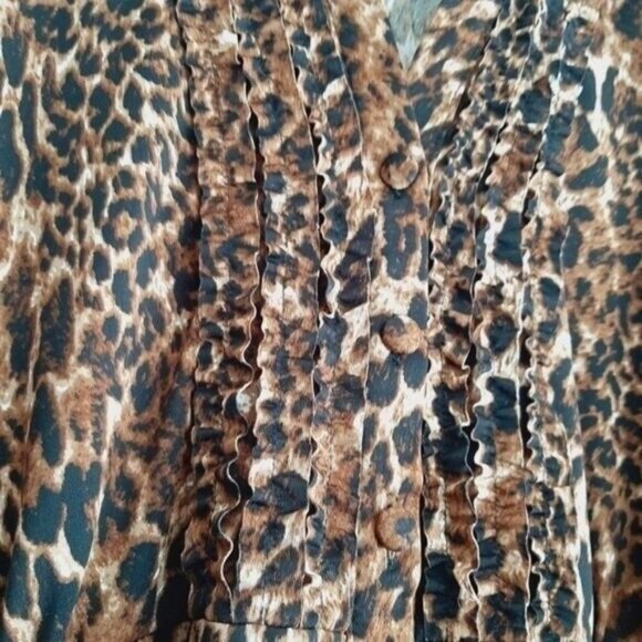 PENNINGTONS / Leopard Button Down Stretchy Blouse Ruffle Sz 4X - Picture 5 of 9